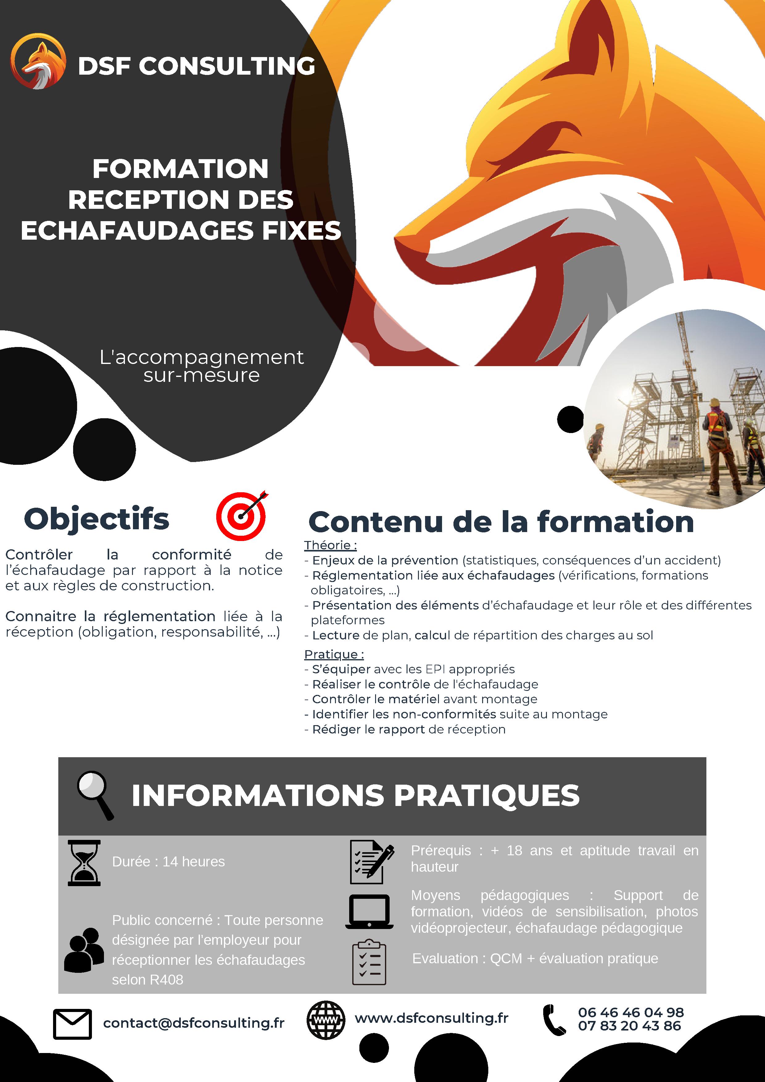 Programme formation réception échafaudage