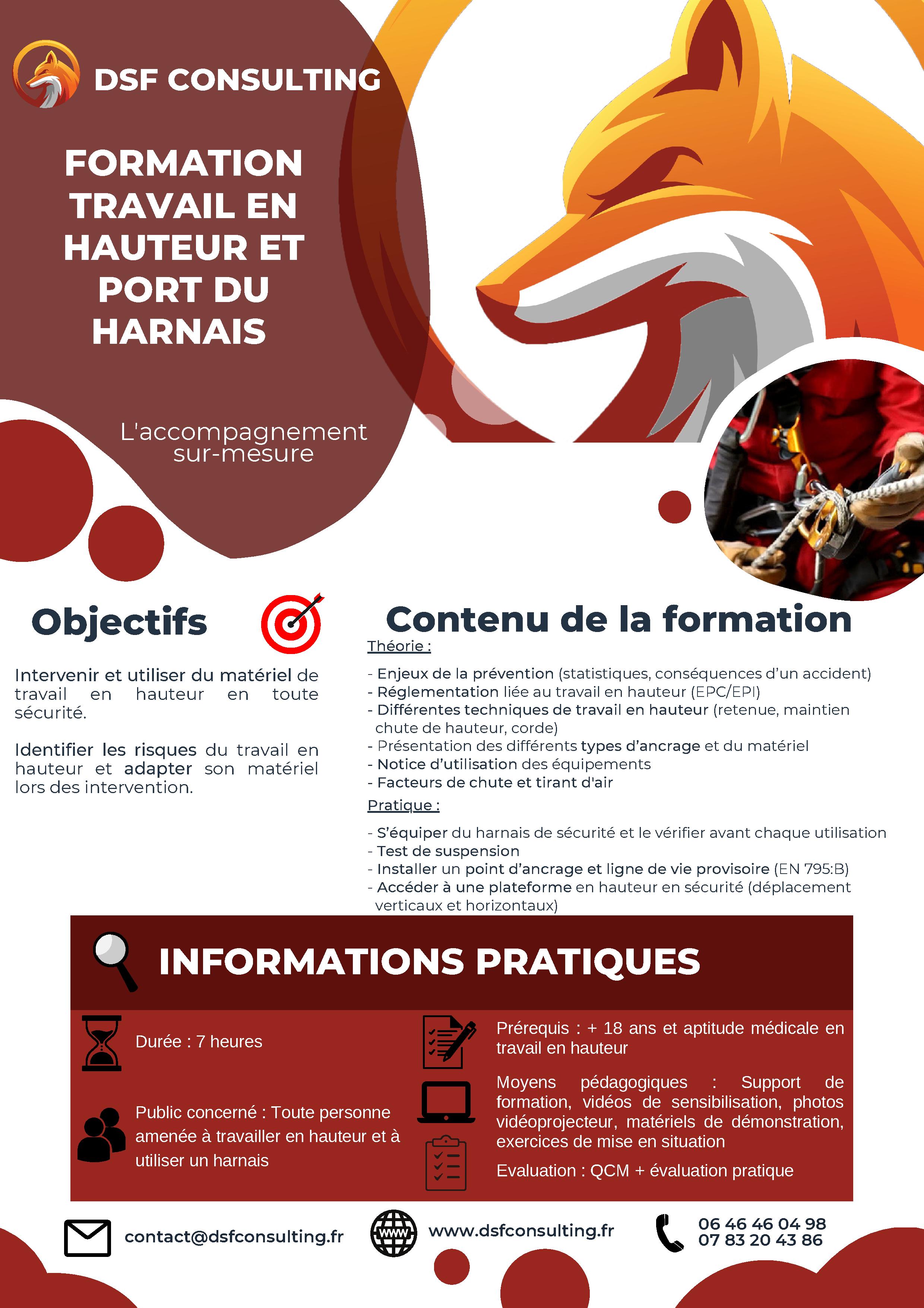 Formation de travail en hauteur et port du harnais