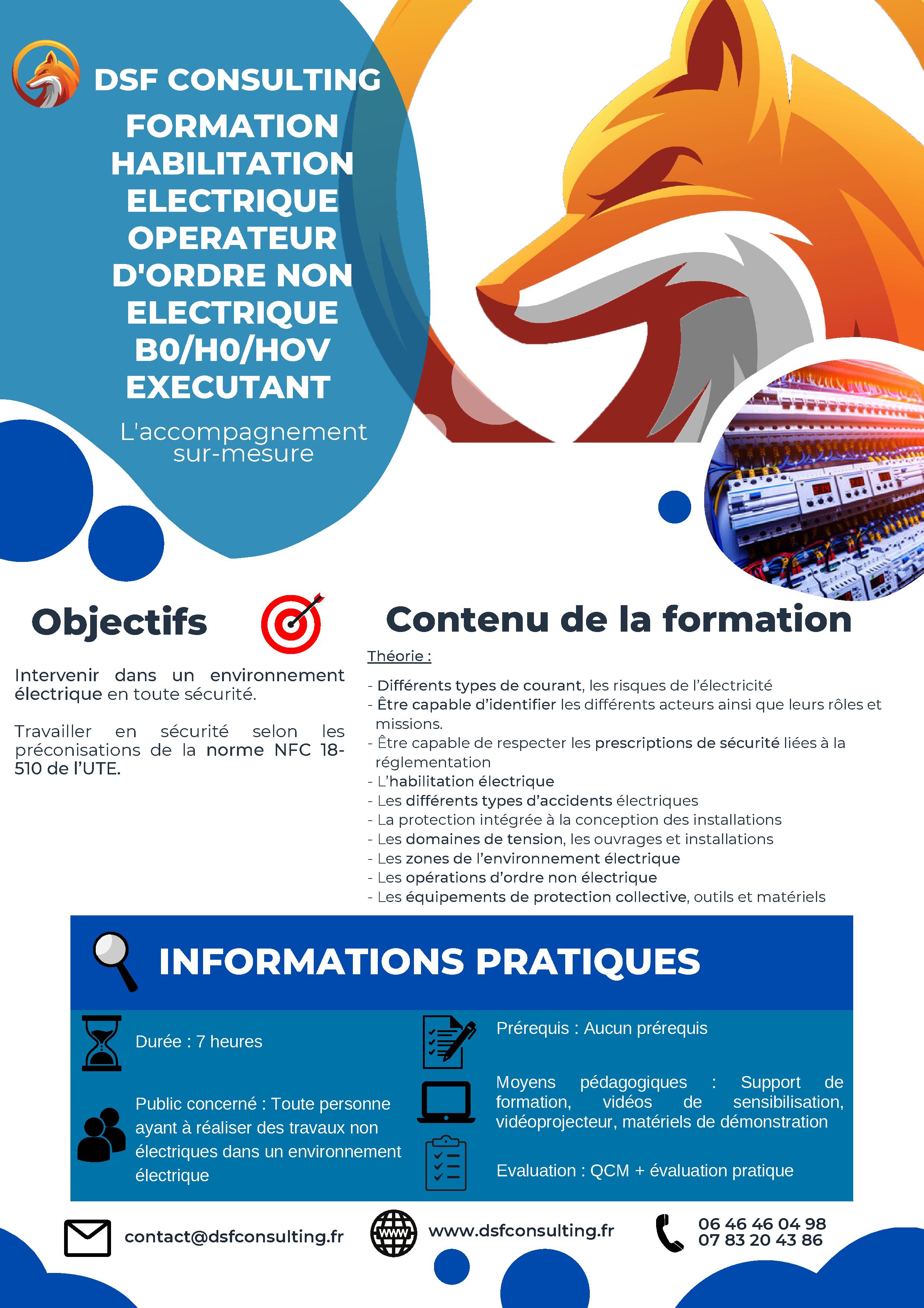 Formation habilitation électrique opérateur d'ordre non électrique B0/H0/H0V éxécutant