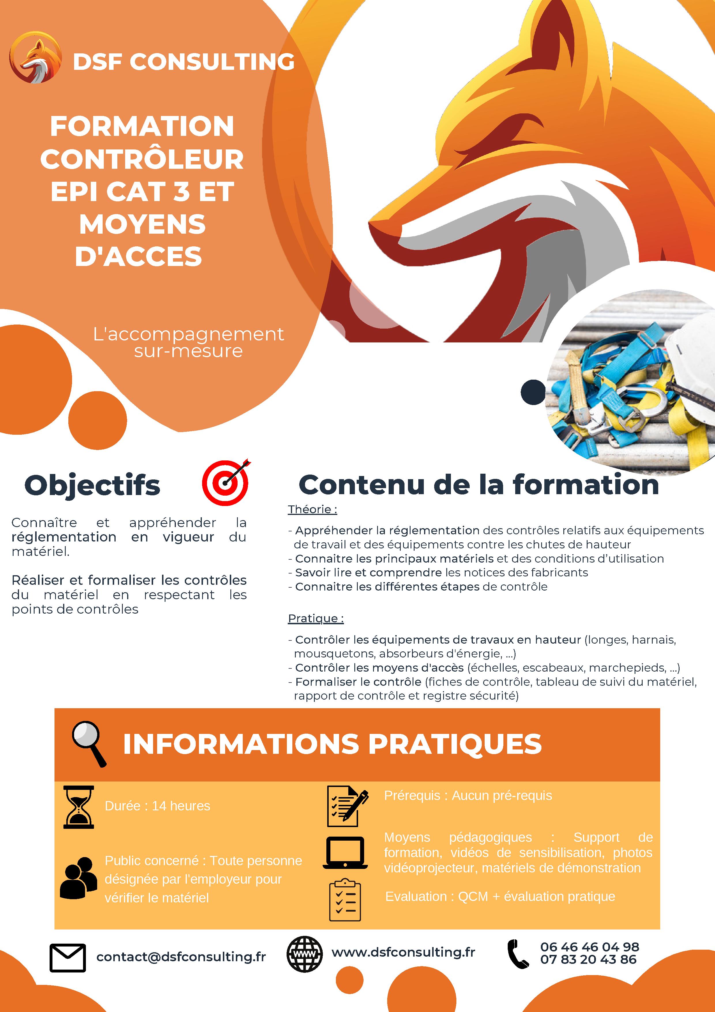 Formation contrôleur EPI CAT 3 et moyens d'accès